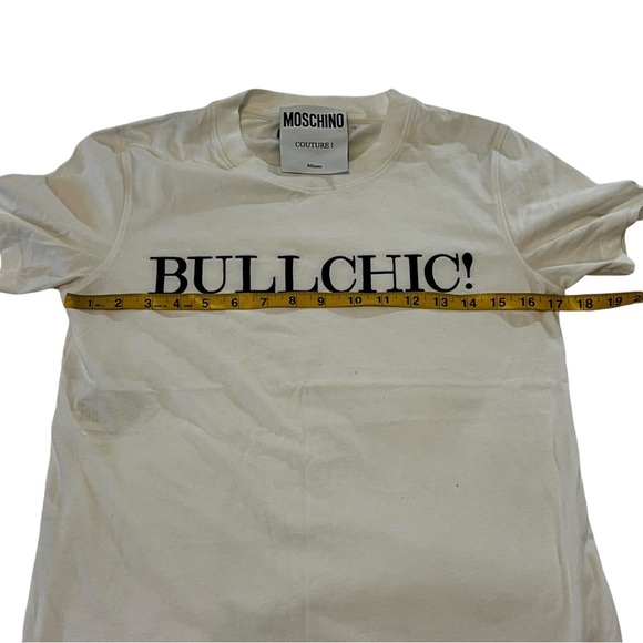 MOSCHINO Bullchic Print T-Shirt Women’s Short Sleeve Size 4 White - Picture 9 of 16